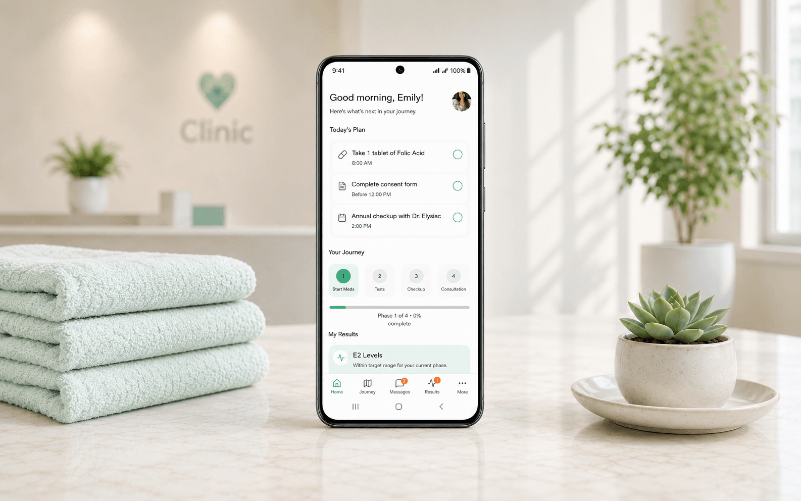 IVF Patient App on a mobile phone