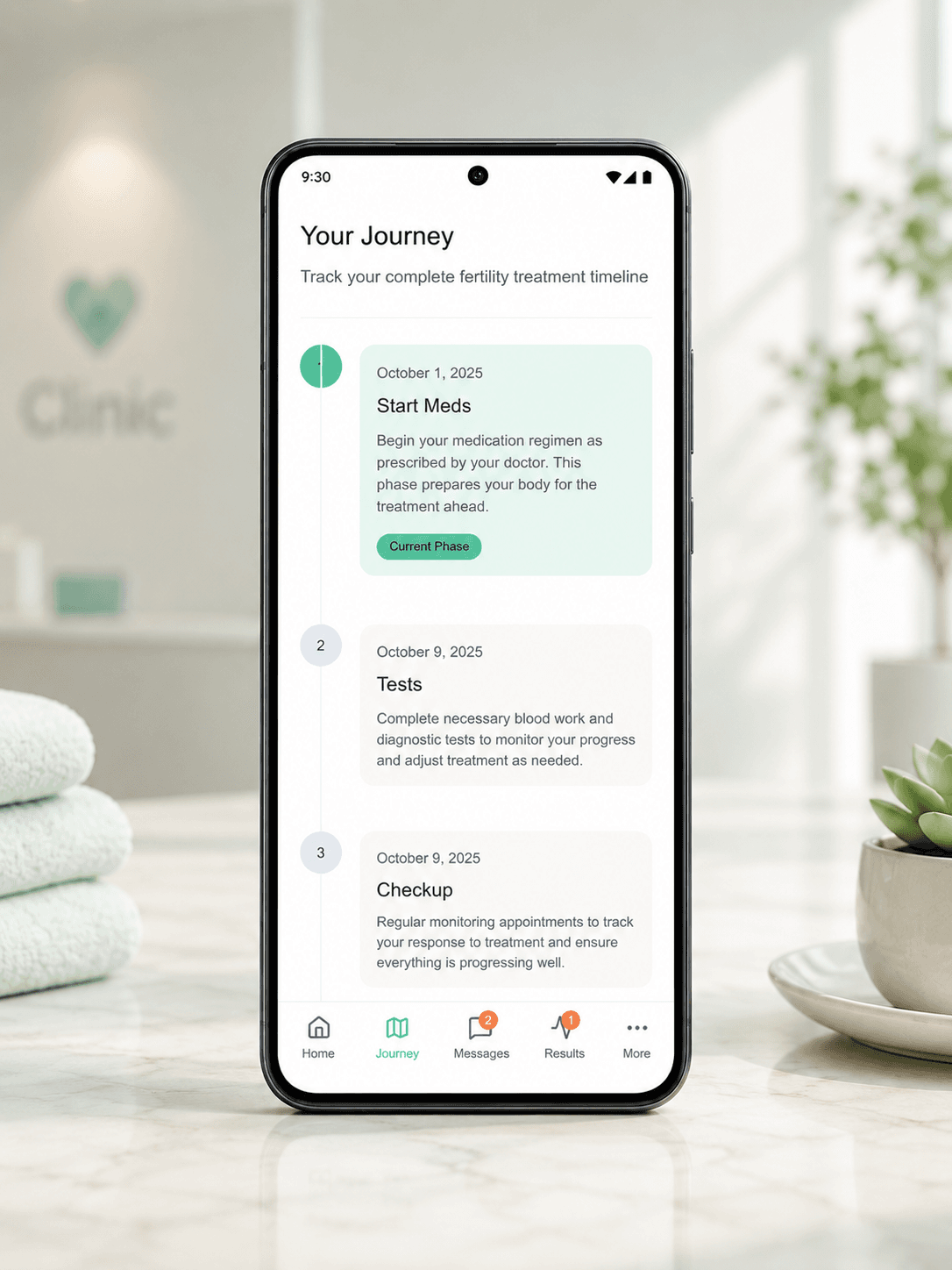 Patient app interface being used