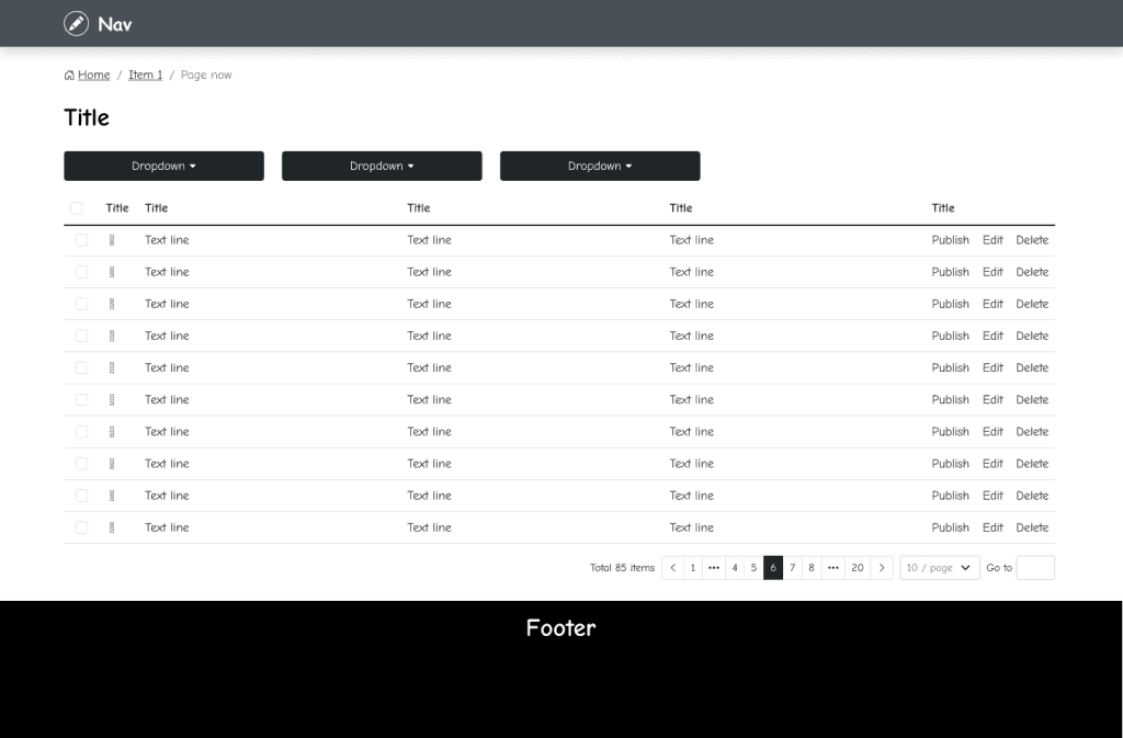 ABI Registry platform data table view