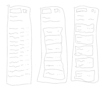 Wireframe iterations showing different information hierarchy options