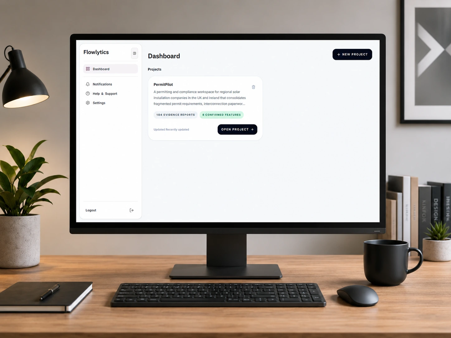 Dashboard overview of active project progress