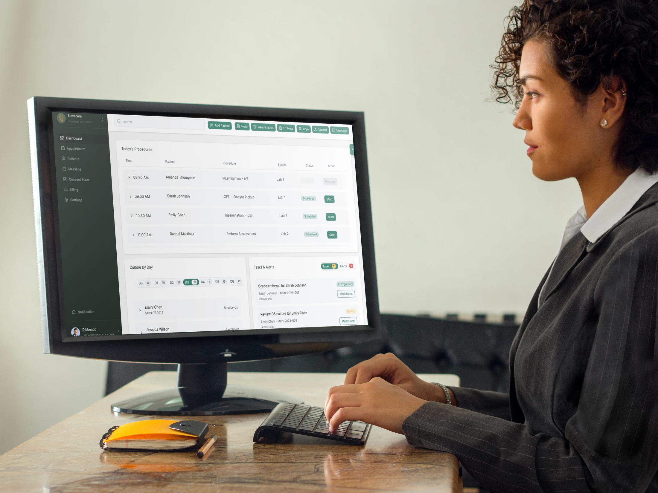 IVF Portal clinical workstation interface