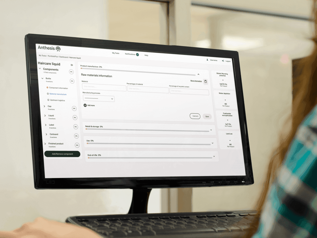 LCA Calculator structured data input forms