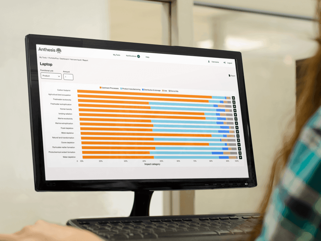 LCA Calculator sustainability report with charts and recommendations