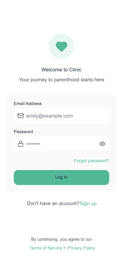 Patient app secure authentication screen