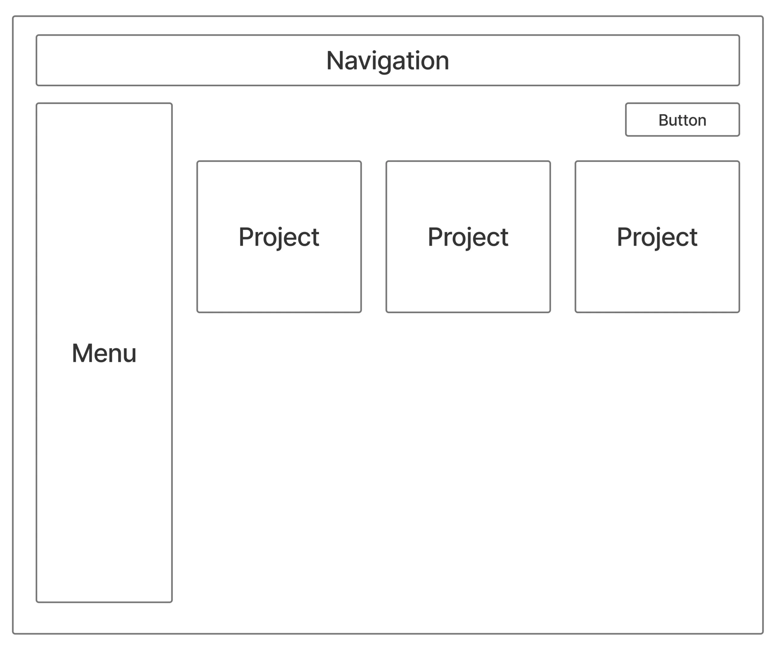 Early wireframe exploring project setup and workspace structure